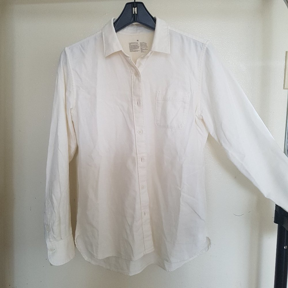 Muji White Flannel Shirt Size M